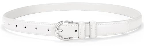 VONMELLI Mode ledergürtel damen klassischer Dekorativen taillengürtel damen Verstellbarer gürtel damen Retro Taillengürtel für Jeans Hosen Kleider Mit einseitiger Gurtschnalle Weiß S