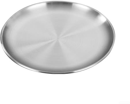 Piatti piani in acciaio inox, diametro 14/17/20/23/26 cm, piatti rotondi per colazione, pranzo, piatti da portata per cucina, campeggio, barbecue (20 cm)