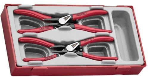 Teng Tools 4 Piece 5 Inch Pro Snap Ring Circlip Inner/Outer/Straight/Bent Plier Set - TT474-5E