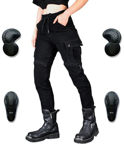 HOMDECR Damen-Motorradhose, Motorrad-Jeans, Verbessertes Gewebe Mit Knie- Und Hüftschutz, Motorrad-Jeans-Schutzhose, Motorradjeans Schutzhose Biker Pants (XXL)