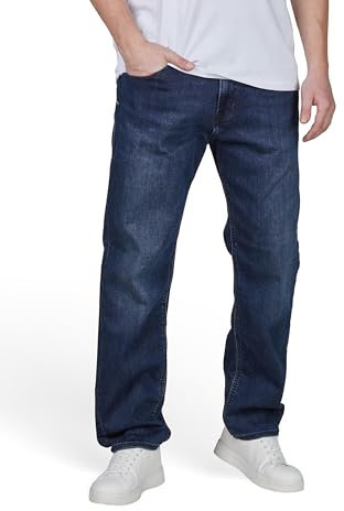 JACK & JONES JJICLARK Pantalon en jean stretch long pour homme Coupe droite Bleu Noir Taille 30 31 32 33 34 36 38, Noir/bleu (Cb146), 31W / 32L