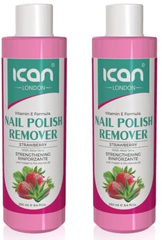 Ican London Strawberry Vitamin E Nail Polish Remover, 250ml, Pack of 2