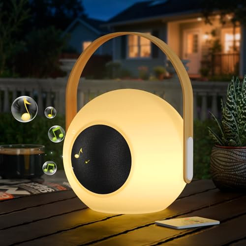 MALUX Lámpara de mesa con altavoz altavoz al aire libre altavoz inalámbrico impermeable para patio jardín regalos para hombres mujeres