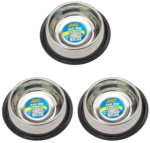 Munch & Crunch Stainless Steel Dog Bowl – 700ml Capacity for Small and Medium Dogs (Pack of 3)