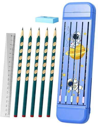 Multifunktions-federmäppchen, Multifunktions-Etui, Bleistiftbox-Organizer - Bleistift-Aufbewahrungsbox, Schreibtisch-Bleistifte-Briefpapierbox Mit 5 Bleistiften, Radiergummi Und Lineal Für Die Schu