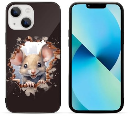 CRIVOTA For iPhone 13 Mini Case - All-new Mouse Design, Glass Back + TPU Inner Shell, Extreme Slimness, Bare-Hand Feel, Military-grade Tested, Precise Cutouts, Cell Phone Cases for Boys Girls
