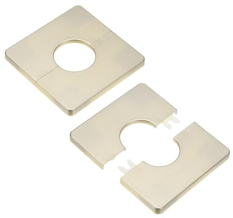 M METERXITY 2-Pack Wall Split Flange, for 1.3 Inch/32mm OD Pipe ABS Escutcheon Plate Square Self-Adhesive Plumbing Cover Plates for Water Pipe/Faucet [Gold Tone]