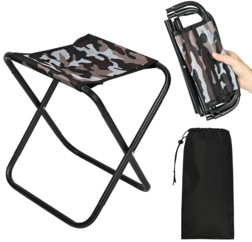 OFFCUP Folding Stool, Mini Portable Foldable Outdoor Camping Stool | Small Lightweight Garden Seat with Storage Bag, Folding Slacker Chairs for Fishing Travelling Picnics (Camouflage)