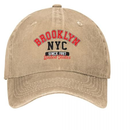 Brooklyn NYC seit 1997 Drucken Retro Cowboy Gewaschene Baseballkappen für Frauen Denim Sonnenschutzhüte Rock Herren Snapback Cap