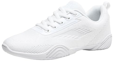 Varsity Cheerleader Schuhe,Damen weiß Cheerleading Schuhe,Tanzschuhe Damen line Dance,Trainingschuhe,Belüftete,Schnürschuhe,FüR Cheerleading Tanz,Gymnastik Und Yoga Entwickelt