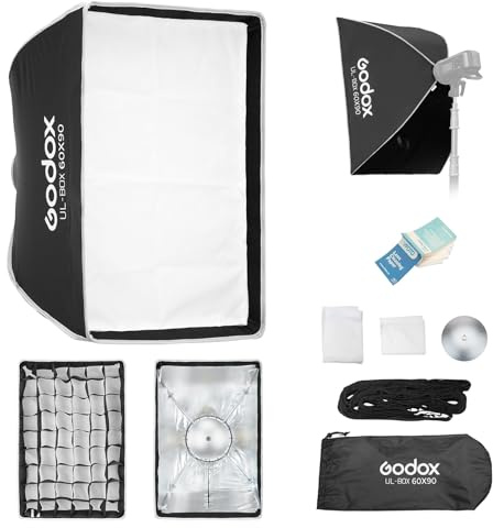 Godox UL-BOX-60 * 90 Rectangular Softbox 60x90cm Rápido Interruptor Softbox | Bowens Mount para MS200-V MS300-V SK400II-V DP400III-V DP600III-V SL60W SL60IID SL60IIBi SL100D SL100Bi y Otro Estudio Flash