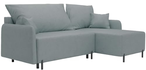 FurniDe24 Ecksofa mit Schlaffunktion und Bettkasten, 3-Sitzer L-Form Schlafsofa, Eckcouch mit Stauraum, Ottomane Universal, Bouclé-Stoff, Polsterecke Malmo - Gerra 70