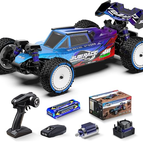 JIUSI Bürstenlose ferngesteuerte Autos für Erwachsene, max. 50 km/h Hobby-Elektro-Off-Road-Buggy, Allrad-Rennwagen mit 3S-Akkus, 25 W Schnellladung, RTR 4 x 4 ferngesteuerte Autos