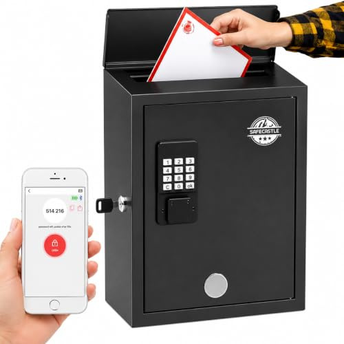 Weather-Resistant Large Capacity Wall-Mounted Metal Mailbox – Smart Drop Post Box with Digital E-Lock, OTP Share Unlock, App Unlock, Fixed Code Unlock, Spare Key Unlock, Waterproof Log Unlock