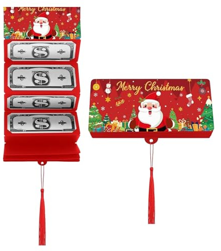 KLINNA Lot de 2 Porte-Billets ou Cartes-Cadeaux de Noël 2026, Cadeaux d'argent Créatifs en Éventail pour Noël avec 10 Emplacements pour Une Surprise Spéciale, Enveloppe Cadeau pour Espèces