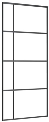 CIOURSTO Schiebetür Glasschiebetür Glastür SoftStop Raumtrennung Innentür Zimmertür ESG Glas Aluminium Erhältlich in Transparent, Mattiert und Halbmatt (90 x 205 cm)