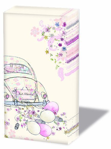 Ambiente Taschentücher Just Married 6 x 10 Taschentücher Motiv: Auto mit Aufschrift für Hochzeit