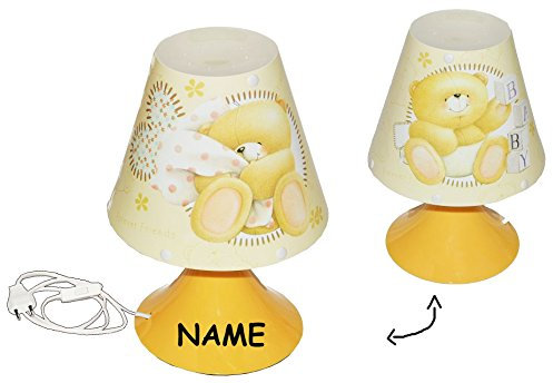 alles-meine.de GmbH Tischlampe Teddy Bär - Forever Friends incl. Namen - 29 cm hoch - Tischleuchte für Kinder Kinderzimmer - Baby Mädchen Jungen - Nachttischlampe Lampe Stehlampe