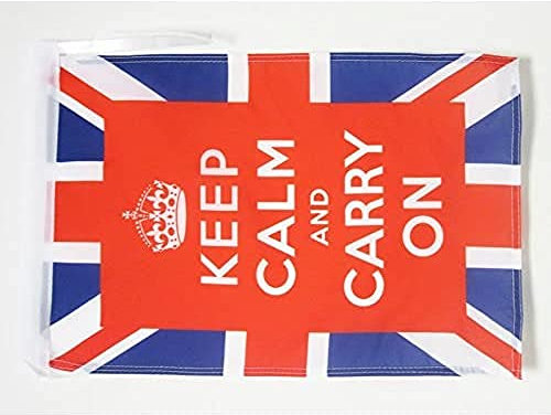 AZ FLAG - Drapeau Keep Calm and Carry On - 45x30 cm - Pavillon Anglais - Royaume-Uni - Uk 100% Polyester Avec Deux Cordelettes - 20g