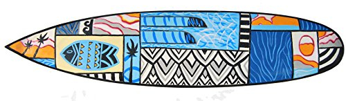 Interlifestyle Holzschild im Surfbrett Look 100cm Dekoration mit Fische Motiv Kunst Mare Meer Surfboard