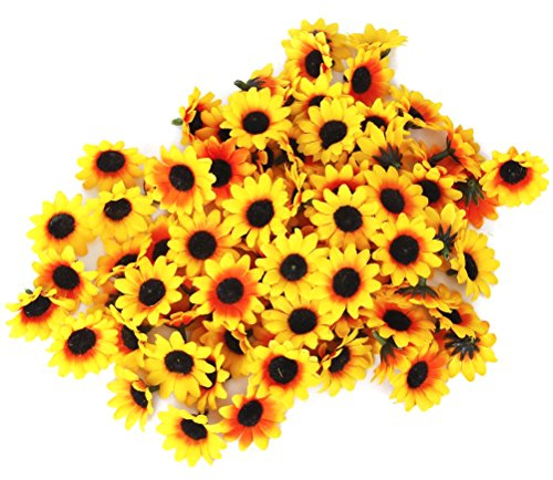 NUOLUX 100 Stück künstliche Sonnenblume Köpfe Für Zuhause Party Dekoration Props Gelb
