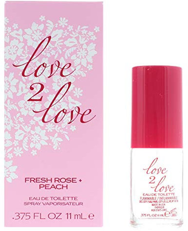 Love 2 Love Fresh Rose Plus Peach Eau de Toilette Spray for Her, 11 ml