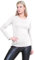 janisramone® Long Sleeve T Shirts Women, Plain Round Neck Breathable Basic Summer Tops for Women UK, Stretchy Slim Fitted Going Out Tops White