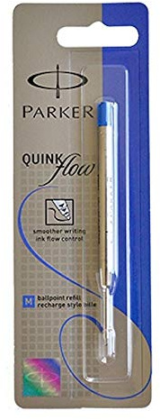 Parker Quink Ballpoint Pen Refill Medium Blue Blister [Pack of 12]
