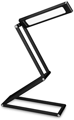 kwmobile LED Aluminium Tischlampe mit Schwenkkopf - Akku Leselampe faltbar mit Micro USB Ladekabel - Alu Schreibtischlampe Faltlampe in Schwarz