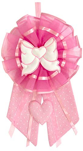 Fiocco Nascita Rosa Cuore Fiocco Con Ricamo