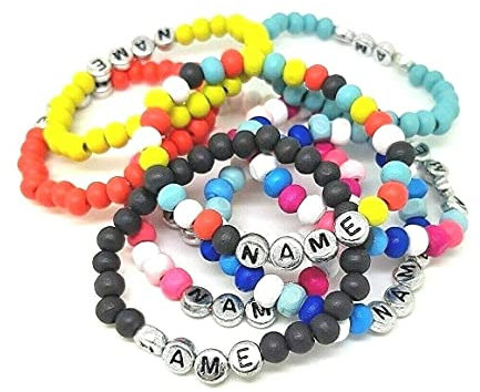 Girl or Boy Personalised Wooden Surfer Bracelet Name Choice Of Colour Birthday