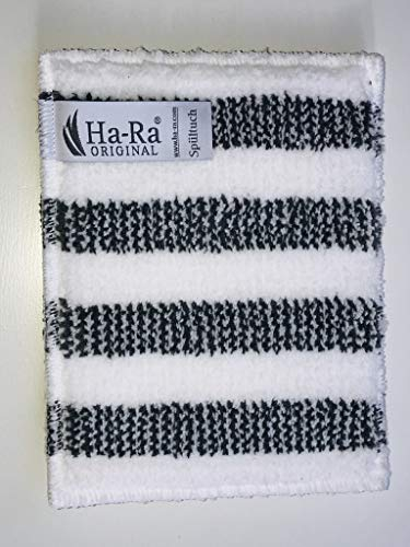 Ha-Ra Spültuch Grau-Weiß I Putzlappen Küche gegen Fett & Verkrustungen I antibakterielle Tücher waschbar I handgefertigter Abwaschlappen Küche I Microfaser Putztuch in 16 x 11,5 cm