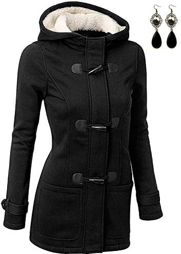 BUOYDM Cappotto Donna Felpa con Cappuccio Giacca Invernale Giacche e Cappotti Outwear Hoodies A-Nero L