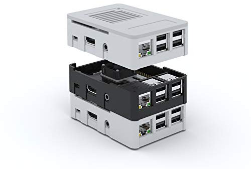 MaticBox Case for Raspberry Pi 3 / Pi 2 / Tinker Board – Low Profile, Stackable, Universally Mountable DIN Rail, Automation Friendly, Fan Support (White)