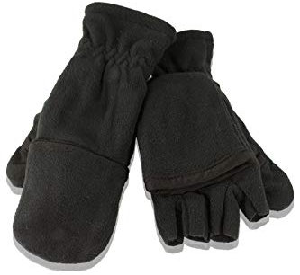 fashionchimp ® Halbfinger-Handschuh für Herren mit Kappe aus Fleece, Magnetbefestigung und Thinsulate (Schwarz)