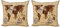 ABAKUHAUS Karte Dekokissen Kissenbezug 2er Pack, Retro Skizze Weltkarte, Modern Accent Doppelseitiger Digitaldruck, 40x40, Braun und Sand Braun