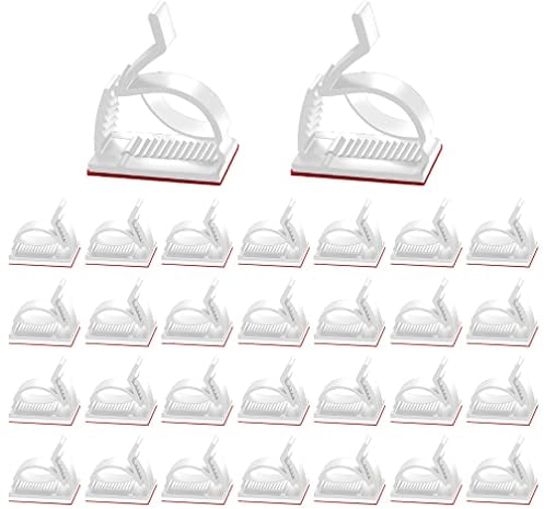 ALBOYI 50 Stück weiß Kabelclips, Kabelhalter mit Starken Selbstklebend Pads für Auto, Büro, Zuhause Kabel-Management