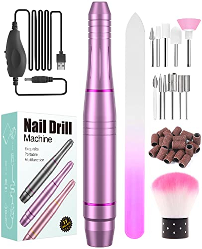 Fresa per Unghie Professionale, Sicuro, 11 in 1 Portatile kit Manicure e Pedicure Elettrico,20000 RPM Velocità Regolabile, Trapano Chiodo per Casa e Salone con Set Strumenti di Lucidatura