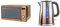 Russell Hobbs RHMD804CP Copper Digital Microwave, Steel/Plastic/Glass & 25113 Eclipse Polished Stainless Steel and Copper Sunset Ombre Electric Kettle, 3000 W, 1.7 Litre