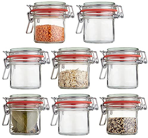 Gepp’s Feinkost 8er Set Drahtbügelgläser I 8 x 125ml Vorratsgläser zur luftdichten Aufbewahrung von Gewürzen, Tee, Marmelade I Einmachgläser mit Deckel