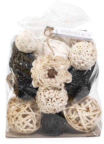 ANDALUCA Black & White Decorative Balls Bowl Filler Bag with Orbs, Balls (Black)