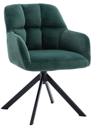 Wahson Sessel Samt Schreibtischstuhl Drehstuhl ohne Rollen Modern Polsterstuhl für Home Office/Schlafzimmer/Wohnzimmer (Lehnstuhl,Grün)