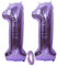 Folienballon Zahl Deko Lila 11, XXL 100cm Riesen Nummer Aufblasbar Helium Ballon Violet Figuren Zahlen Luftballons für 11. Jahre Kinder Mädchen Junge Jungs Jungen Geburtstag Jubiläum Party Dekoration