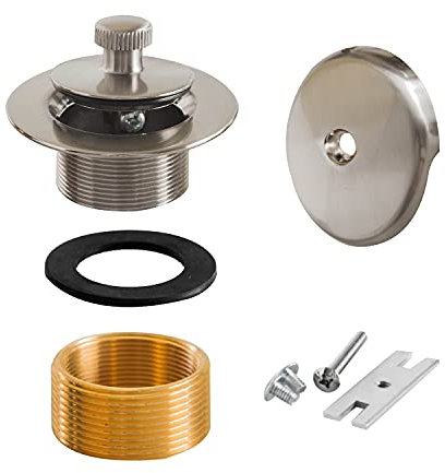 Sento Ablaufgarnitur für Badewannen, Nickel, zum Anheben und Drehen, für 3,8 cm oder 3,8 cm Sieb und Stopfen, robustes Metall mit passenden Schrauben, einfache Installation, satiniertes Nickel