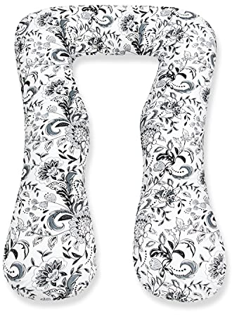Amilian Schwangerschaftskissen zum Schlafen Lagerungskissen Seitenschläferkissen Ink.Bezug Erwachsene Baby Bed universell groß TYP A Folk Grau Pregnancy Pillow bodypillow