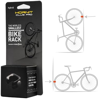 Hornit CLUG PRO | Wall Mounted Bike Rack | hybrid | Secured by FIDLOCK Strap | Easy To Install, Graphite | Black,hybrid 33-43mm (1.3 - 1.7'')