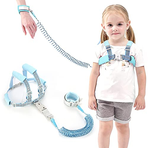auvstar Imbracatura di Sicurezza Bambini,2 in 1 Bambino Anti Perso Bambini con Serratura,Riflettente Guinzaglio per Bambini,Cinghia Anti-perso del Bambino,Cintura Anti-Smarrimento per Bambini(1.5m)
