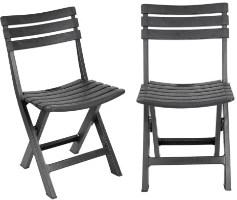 URBNLIVING Lot de 2 chaises de jardin pliables pour extérieur, camping, terrasse, piscine, salon (79 x 41,5 cm, anthracite)