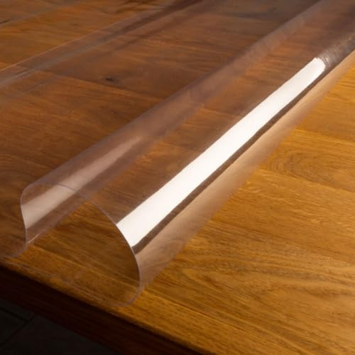 laro 0,30 mm Dicke Tischfolie Tischdecke Transparent Durchsichtig Abwaschbar Garten-Tischdecke Tischschutz-Folie PVC Plastik-Tischdecken Wasserabweisend Eckig Meterware |07|, Größe:90x130