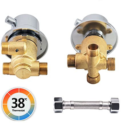 Mitigeur Thermostatique Robinet De Douche, 2/3/4 Voie Laiton Mitigeur Cabine De Douche Filetage/Intubation Aves Cartouche En Céramique, Pour Cabine Ou Hammam, G1/2 Screw 3 Way
